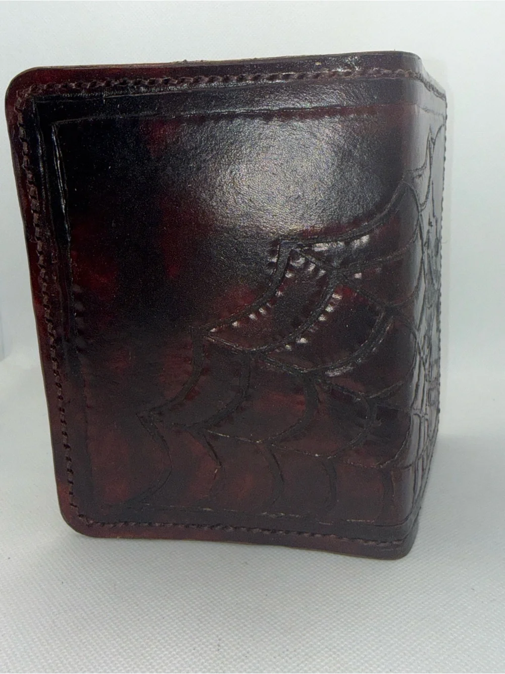 Handmade Hand-Tooled Leather Passport Wallet – Skull & Spiderweb Gothic Design